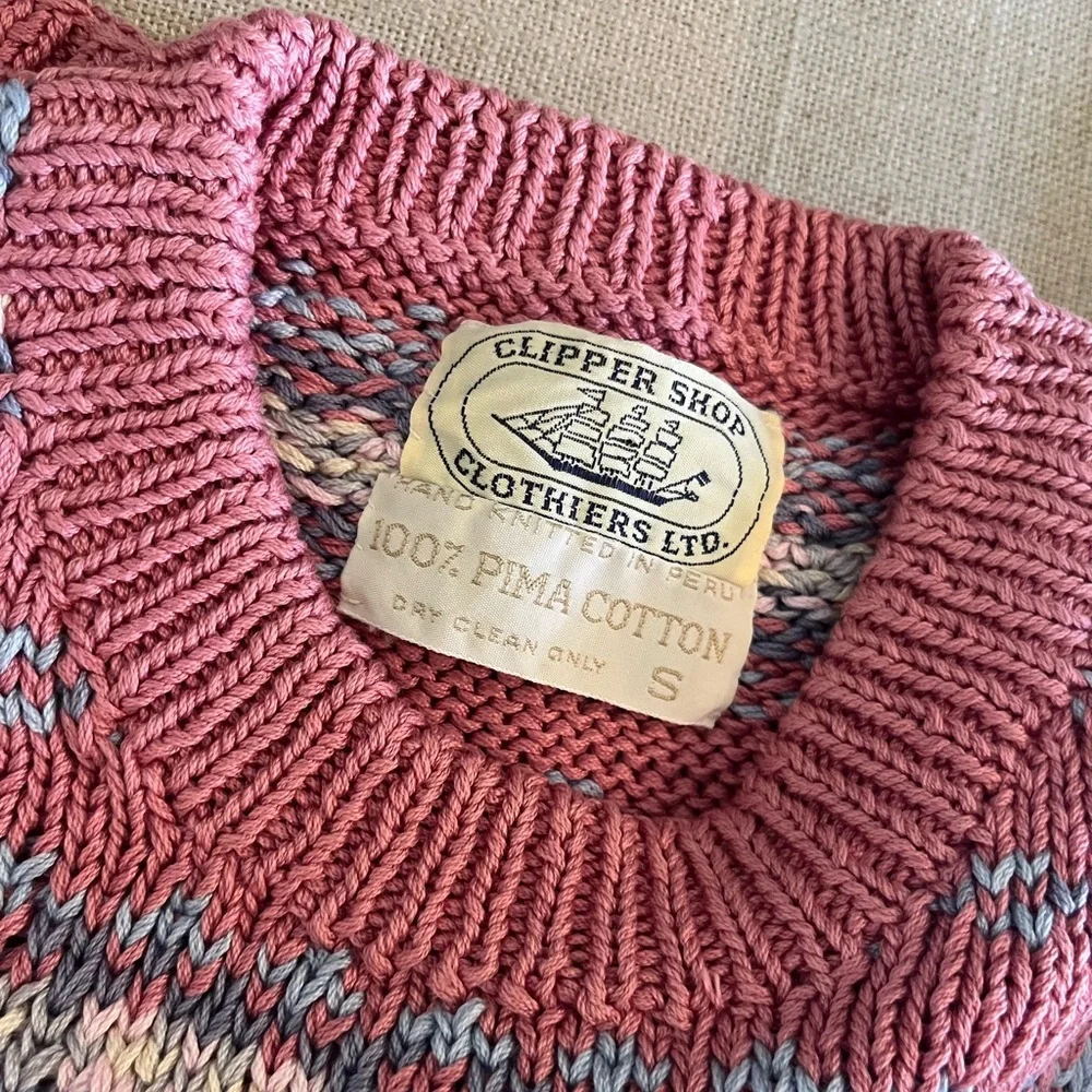 1980s Vintage Pink Cotton Patterned Sweater - Picture 6 of 9